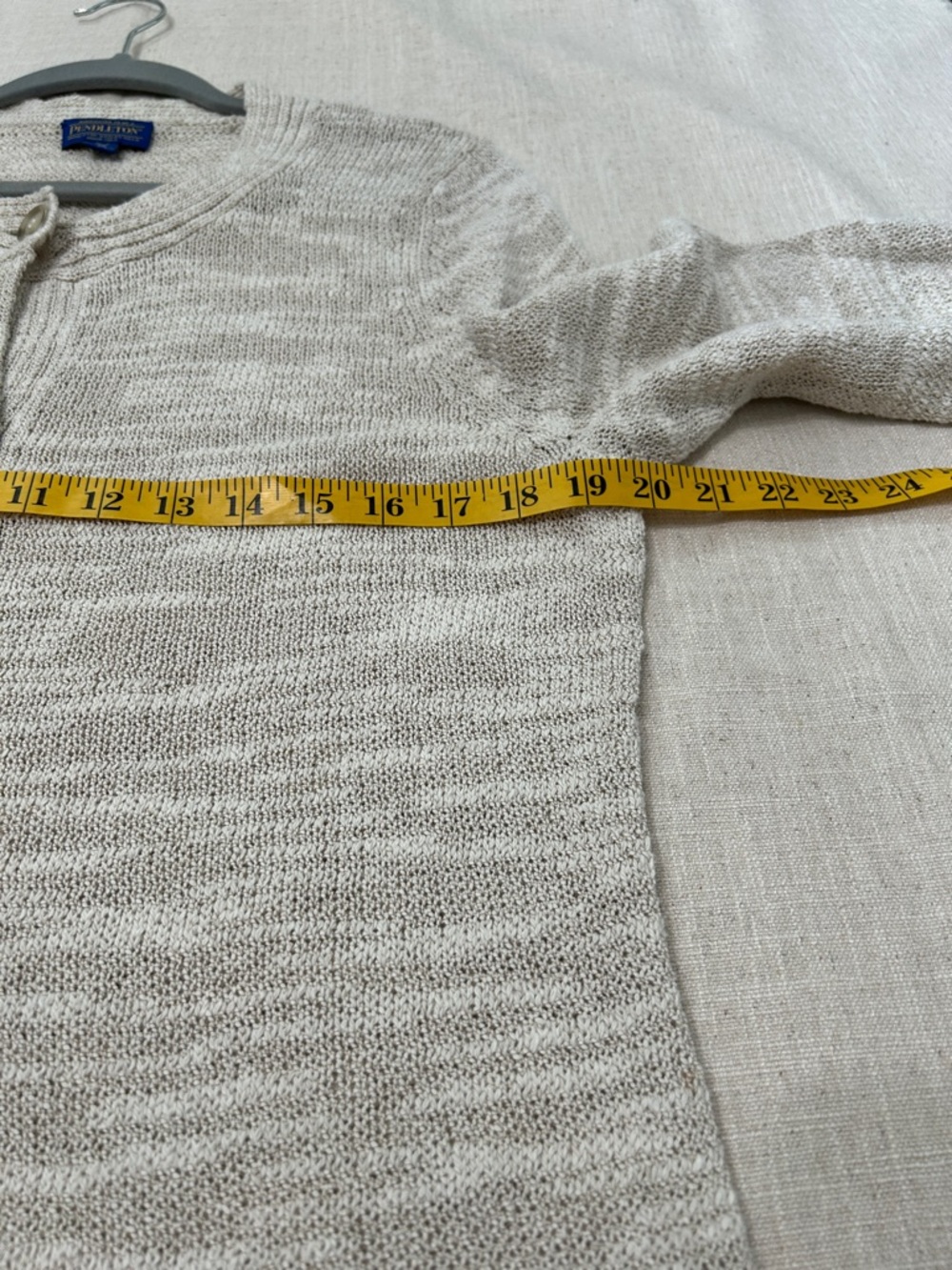 Pendleton Cotton Sweater Women’s L Cream Summer Knit Casual Cardigan - Picture 12 of 15